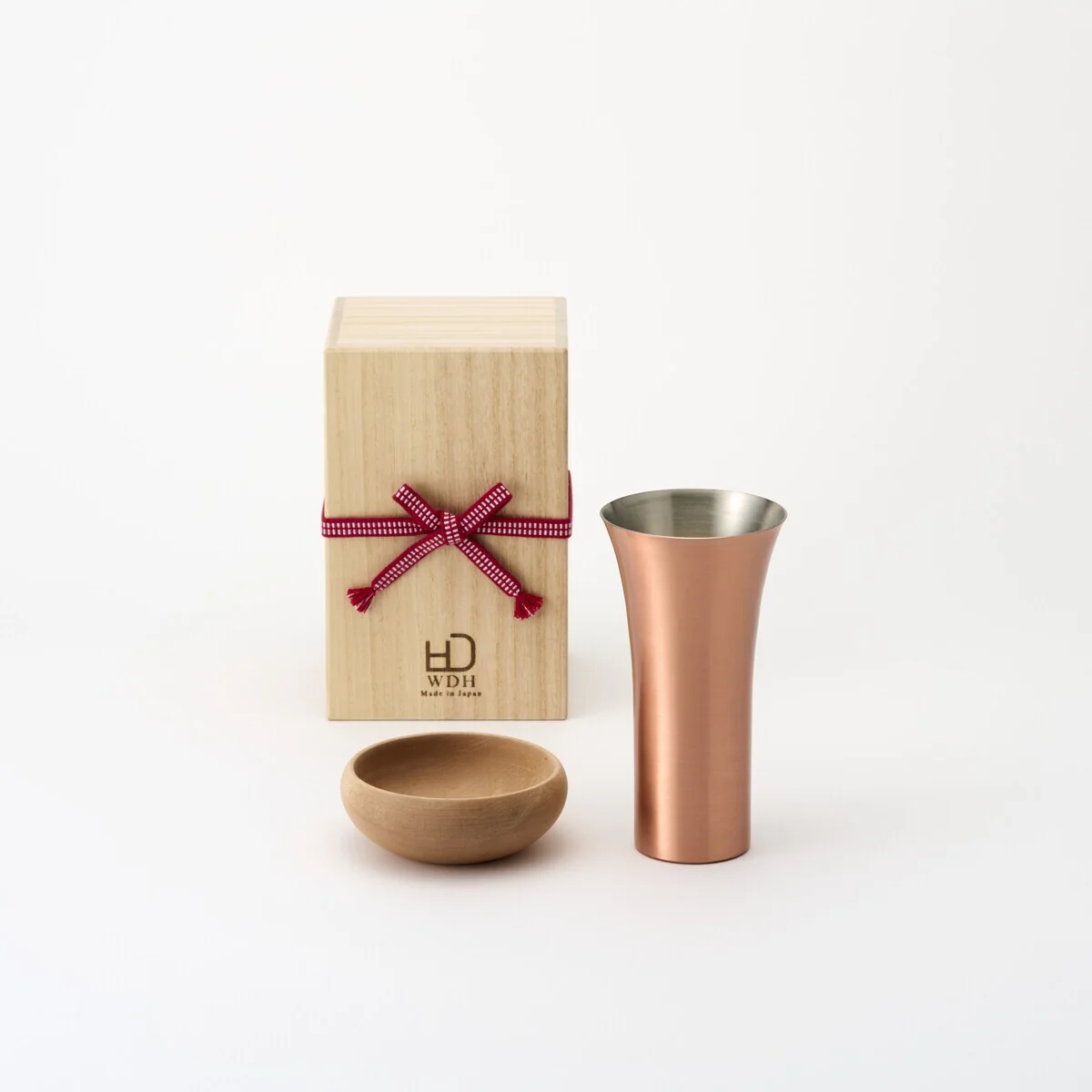 Copper Beer Tumbler with Wooden Snack Bowl - Image 2