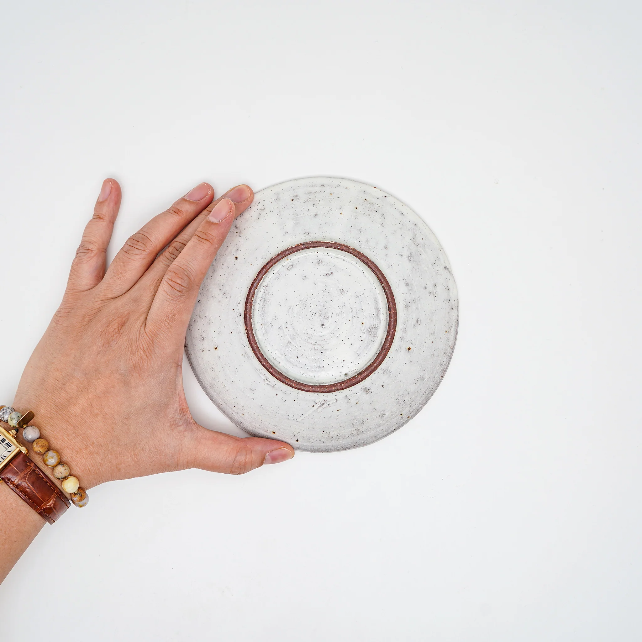 5.75" White Slip Covered Plate - Image 3