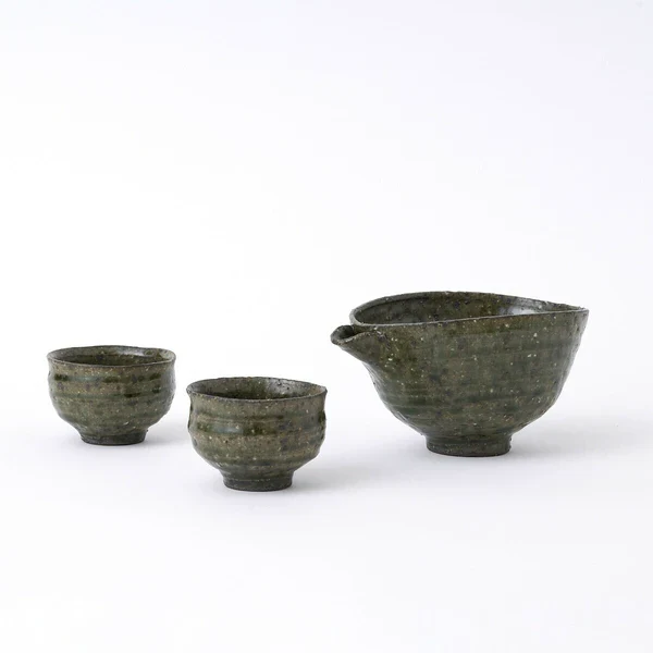 Shigaraki Sake Set in Green